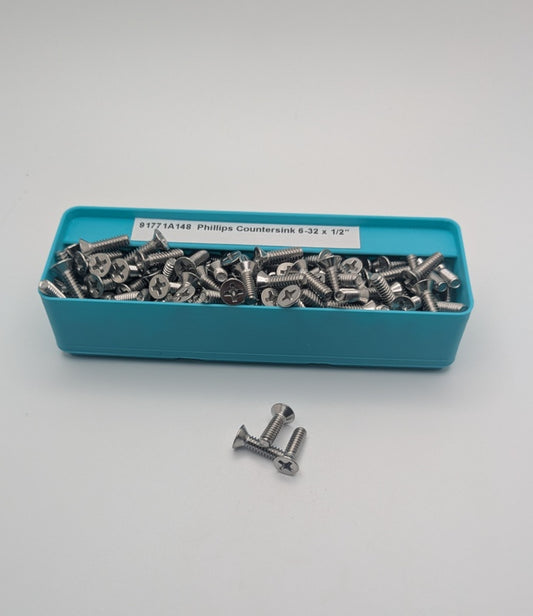 10x 6-32x1/2" Countersunk screws