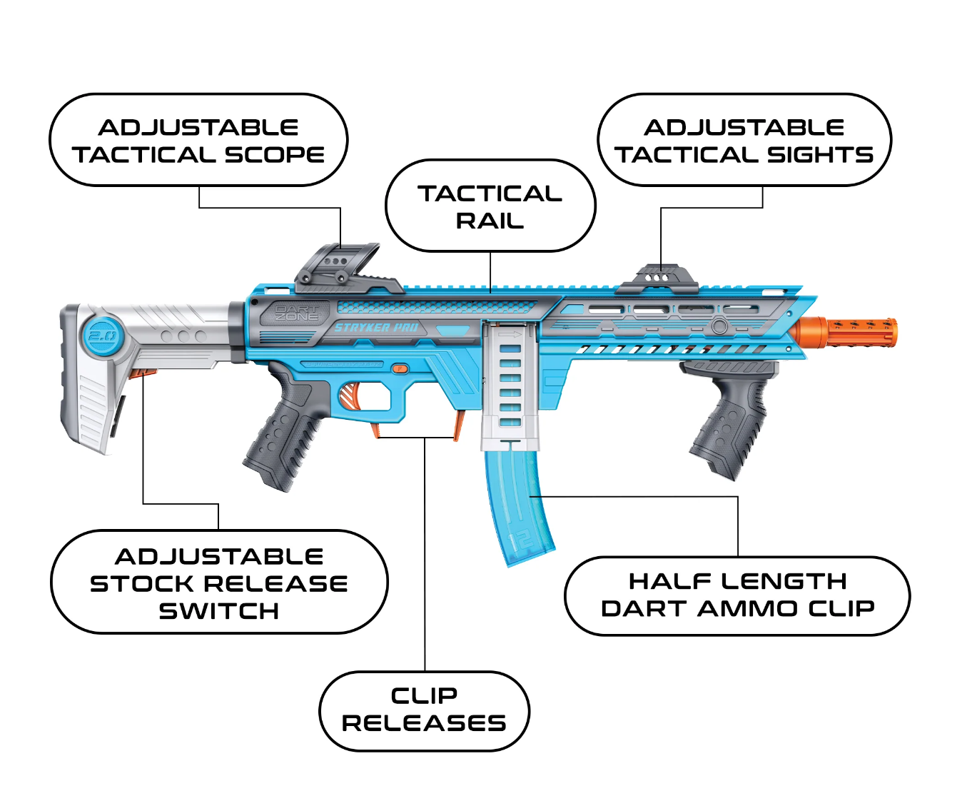 Dart Zone Max Nitroshot+ Styker-Pro Blue
